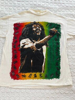Vintage Bob Marley T Shirt XXL "Irie" Graphic Single Stitch Reggae